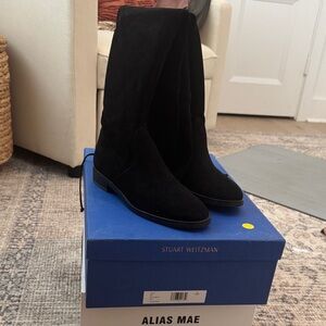 Stuart Weitzman Black Suede Thigh High Boots